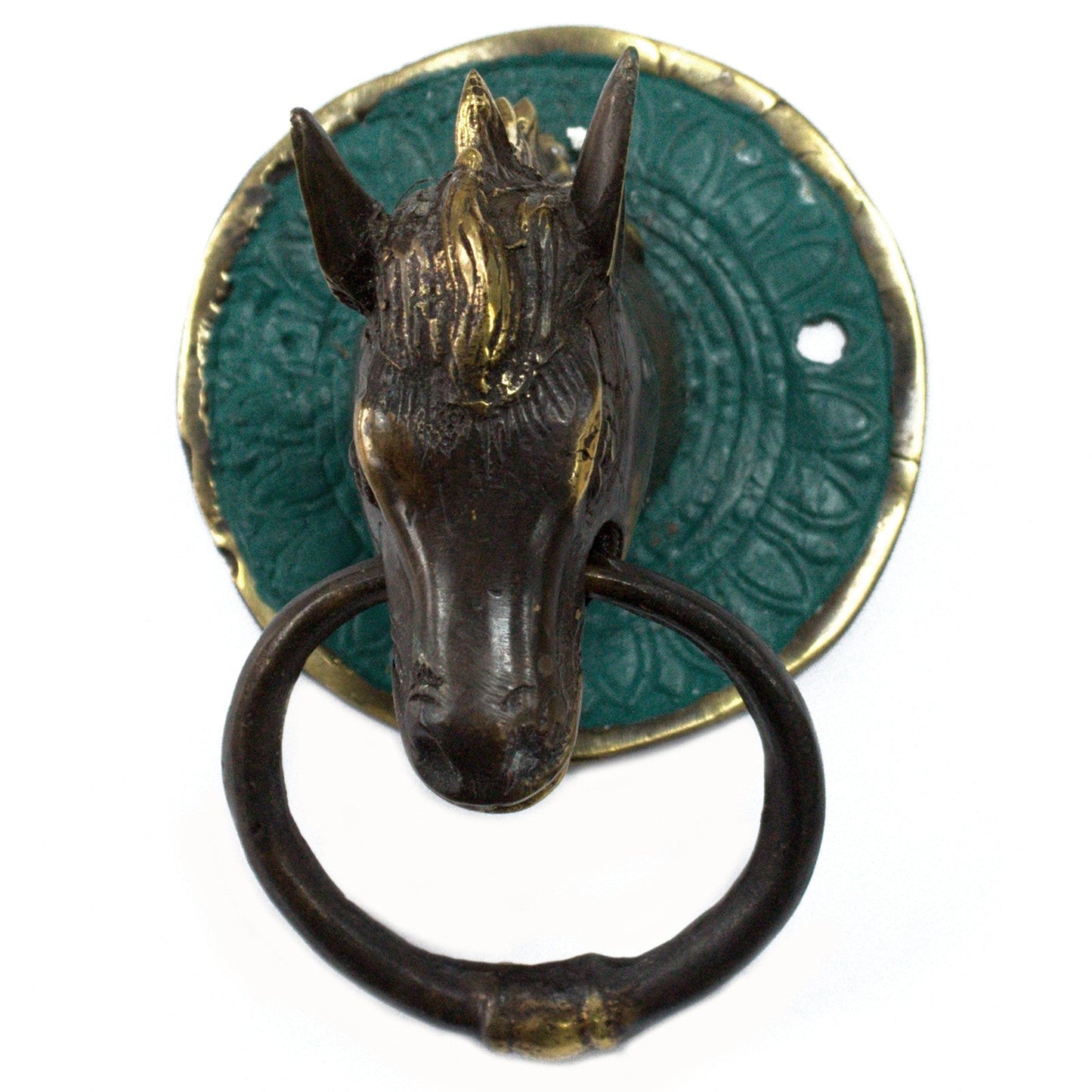 Animal Brass Door Knocker - Horses Head product packaging on clean background from Quintessential Holistic Health Ltd