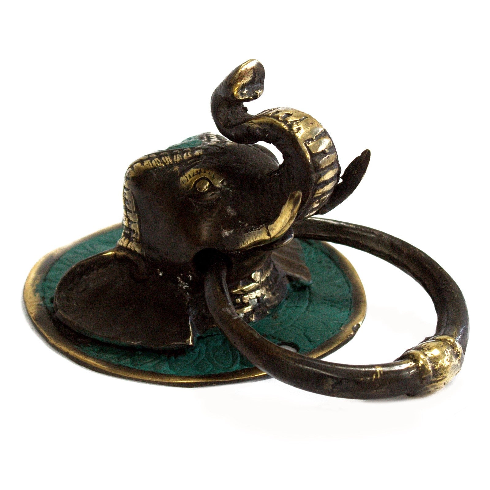 Animal Brass Door Knocker - Elephants Head product packaging on clean background from Quintessential Holistic Health Ltd