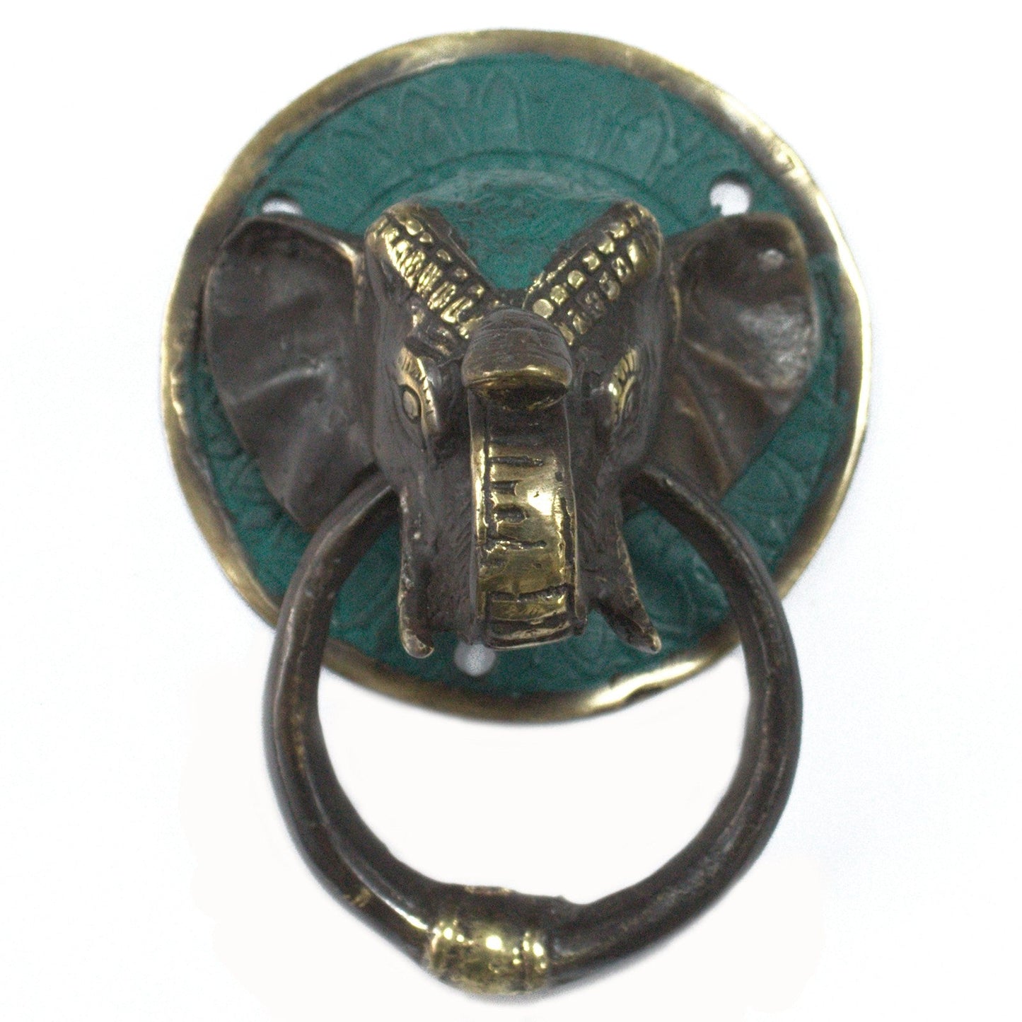 Animal Brass Door Knocker - Elephants Head product packaging on clean background from Quintessential Holistic Health Ltd