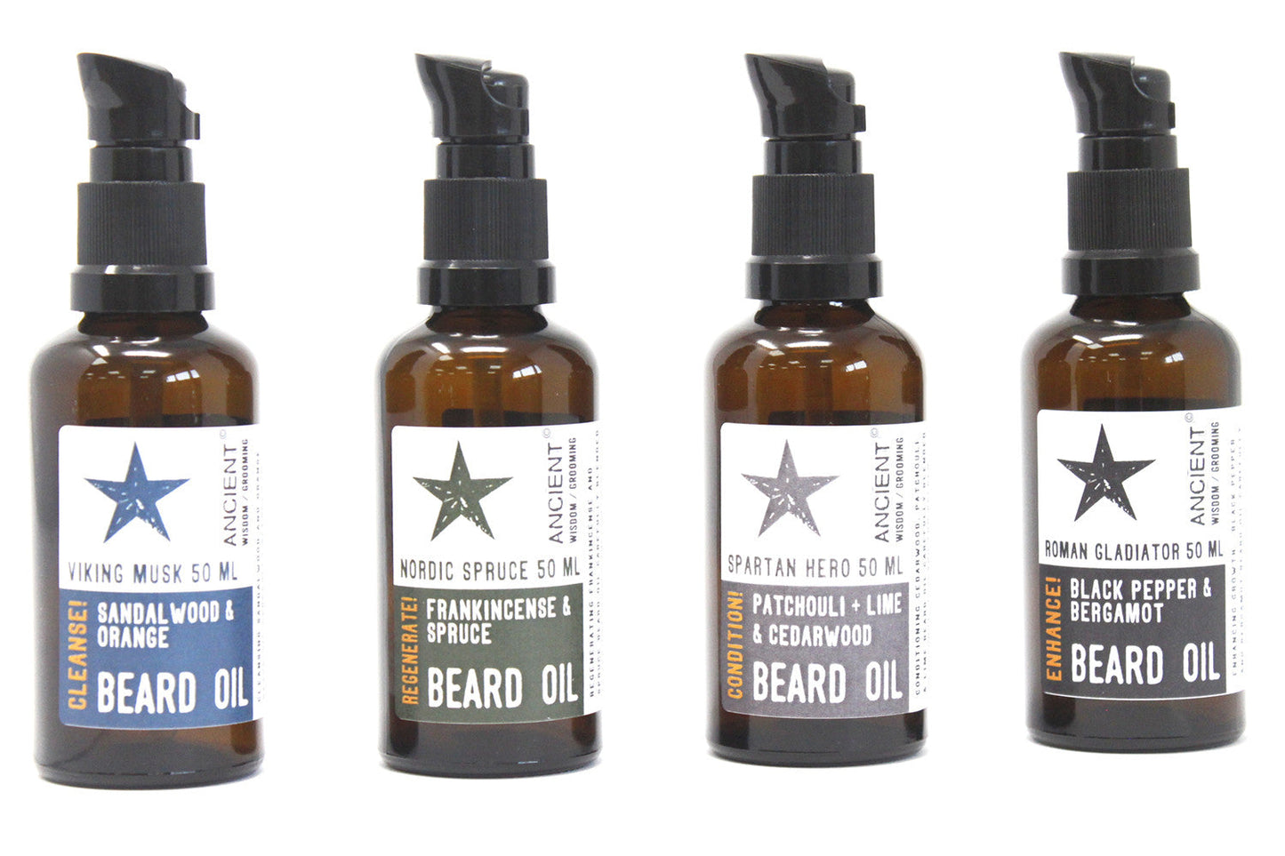 50ml Pure and Natural Beard Oil - Nordic Spruce / Regenerate product packaging on clean background from Quintessential Holistic Health Ltd