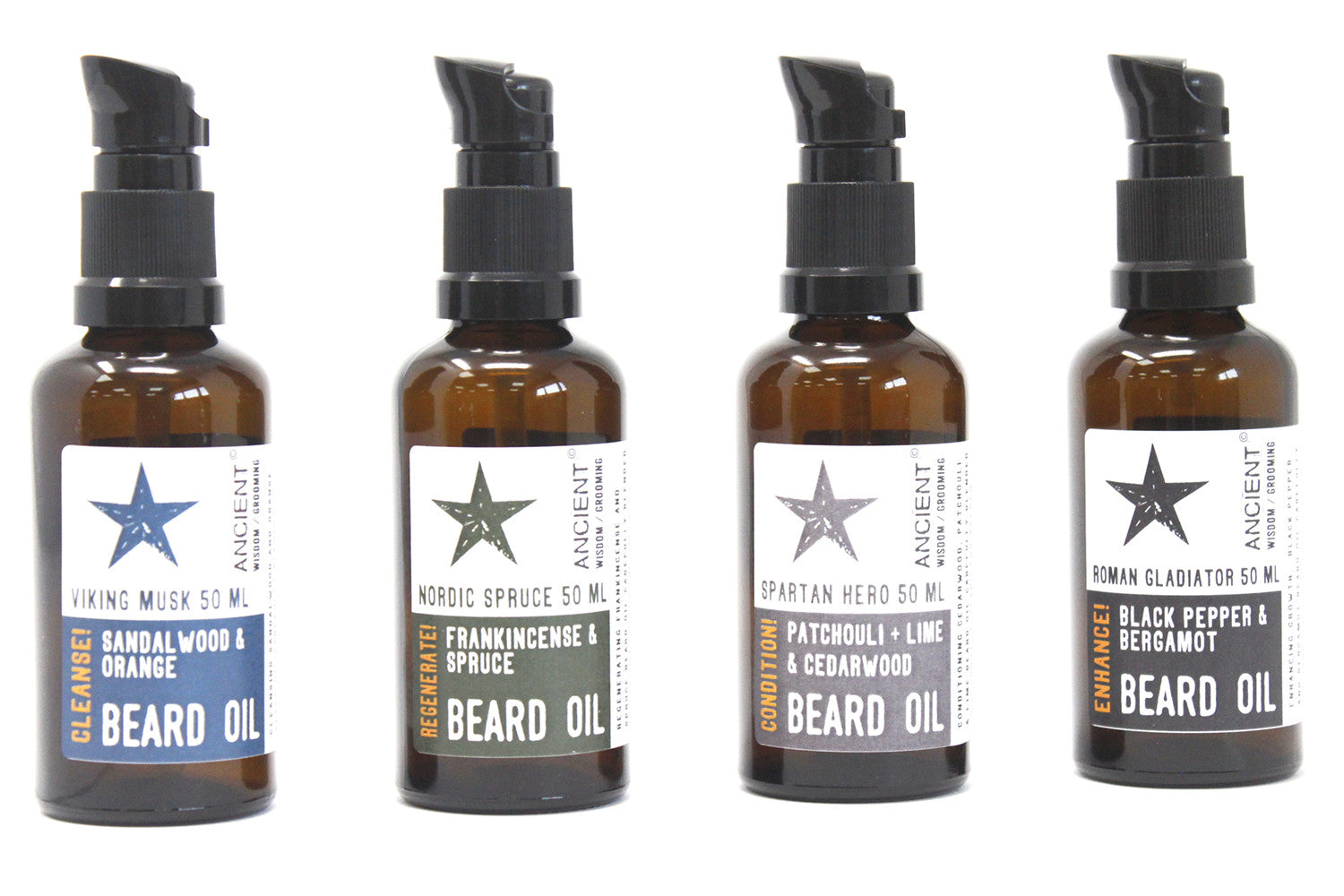 50ml Pure and Natural Beard Oil - Nordic Spruce / Regenerate product packaging on clean background from Quintessential Holistic Health Ltd