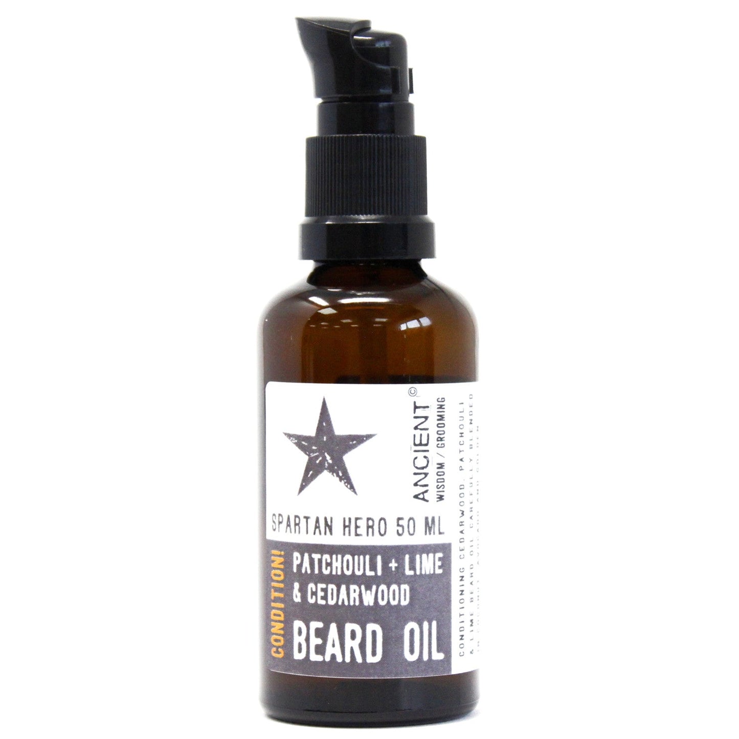 50ml Pure and Natural Beard Oil - Spartan Hero / Condition product packaging on clean background from Quintessential Holistic Health Ltd