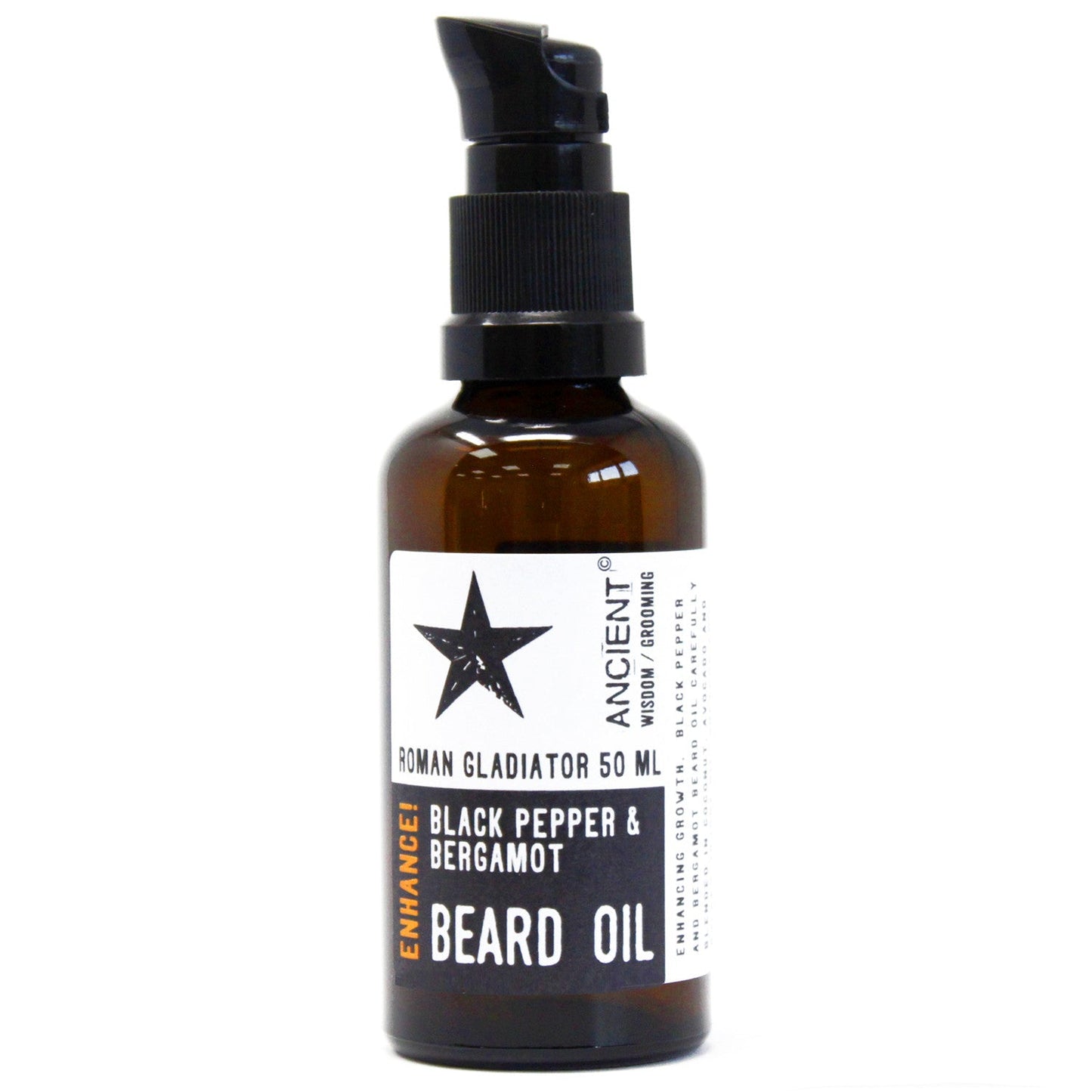 50ml Pure and Natural Beard Oil - Roman Gladiator / Enhance product packaging on clean background from Quintessential Holistic Health Ltd