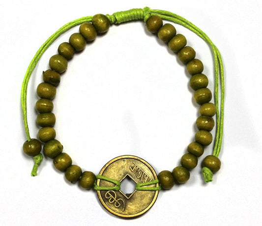 Feng Shui Good Luck Bracelet - Lime Green product packaging on clean background from Quintessential Holistic Health Ltd