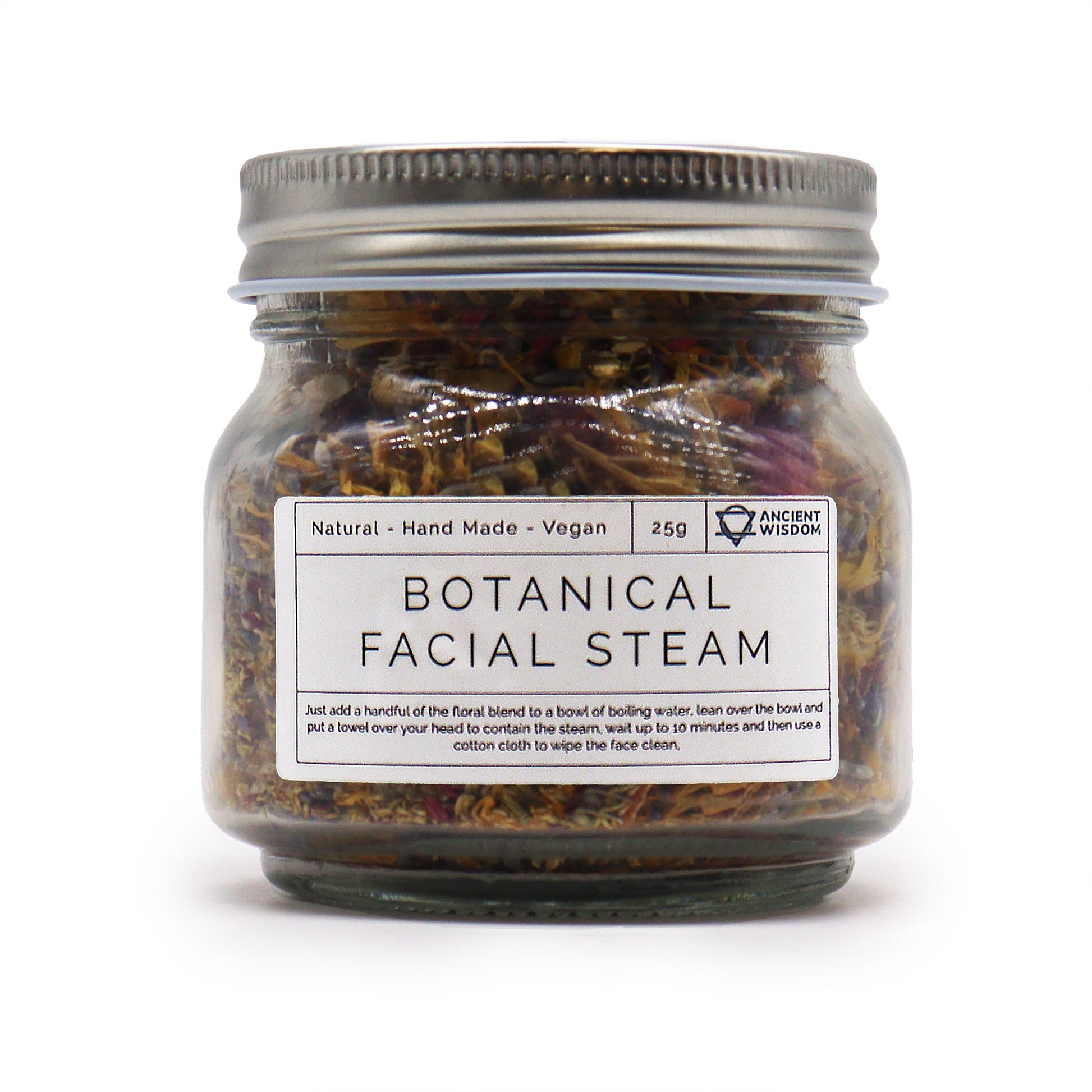 Natural Floral Bath Soak - 140g, sealed square glass jar with a silver screw lid and white botanical label by Quintessential Holistic Health Ltd