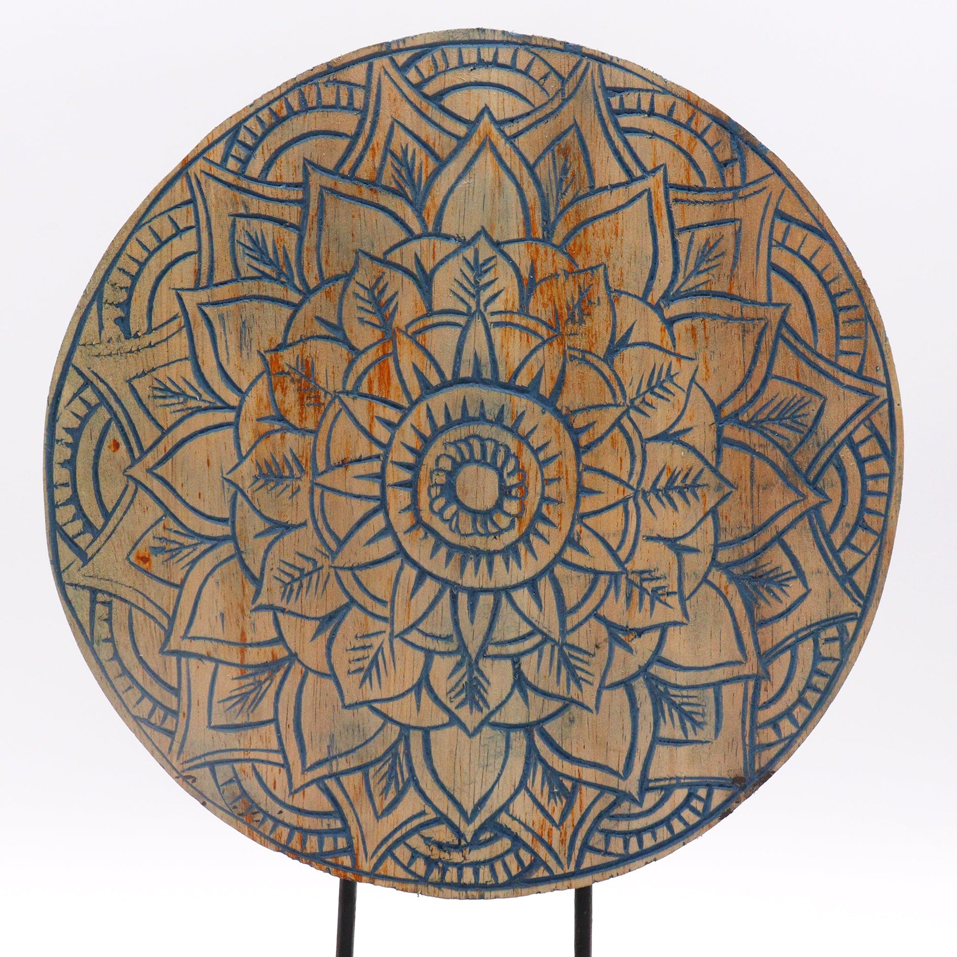 Albasia Wooden Eco-Friendly Buddha Feng Shui Set - Flower Mandala / Blue product packaging on clean background from Quintessential Holistic Health Ltd