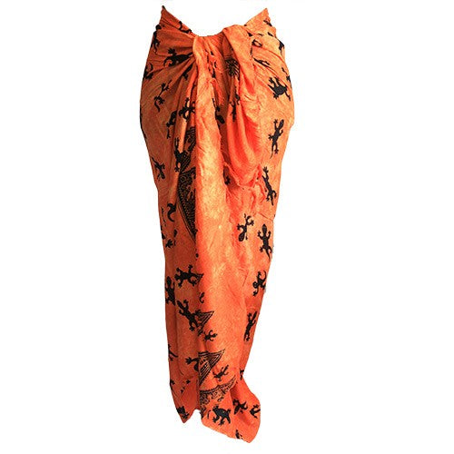 Bali Gecko Sarong / Scarf - Orange product packaging on clean background from Quintessential Holistic Health Ltd