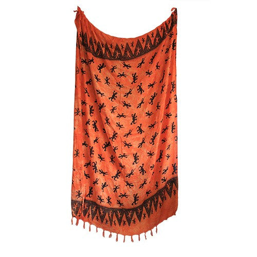 Bali Gecko Sarong / Scarf - Orange product packaging on clean background from Quintessential Holistic Health Ltd