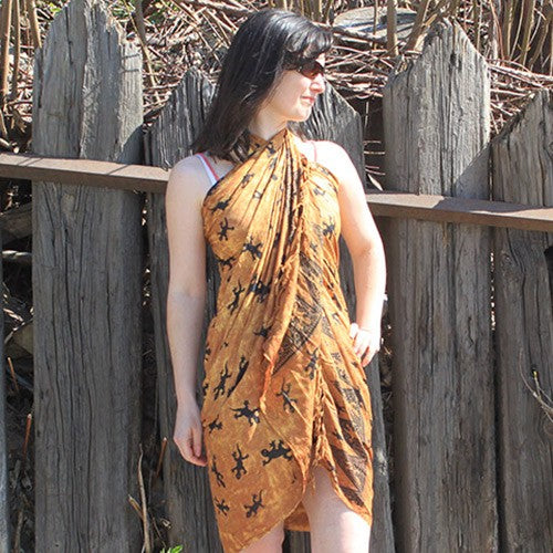 Bali Gecko Sarong / Scarf - Chocolate product packaging on clean background from Quintessential Holistic Health Ltd