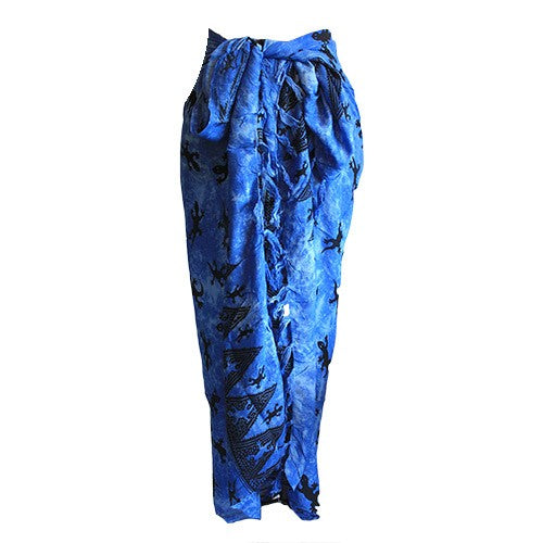 Bali Gecko Sarong or Scarf - Blue