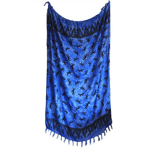 Bali Gecko Sarong / Scarf - Blue product packaging on clean background from Quintessential Holistic Health Ltd