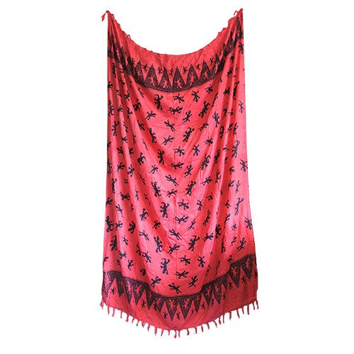 Bali Gecko Sarong / Scarf - Deep Pink product packaging on clean background from Quintessential Holistic Health Ltd