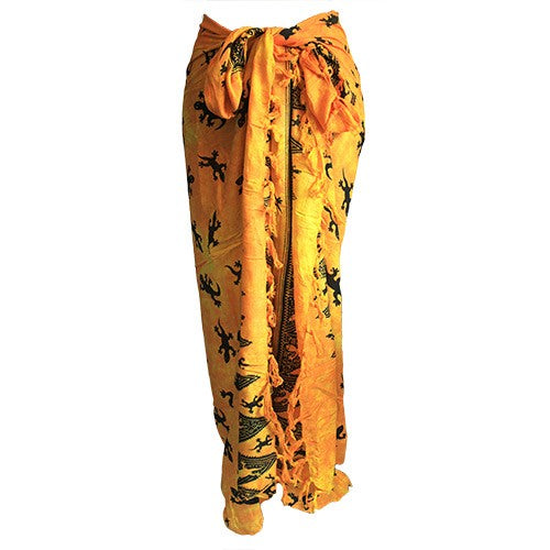 Bali Gecko Sarong / Scarf - Yellow product packaging on clean background from Quintessential Holistic Health Ltd