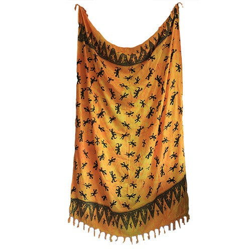Bali Gecko Sarong / Scarf - Yellow product packaging on clean background from Quintessential Holistic Health Ltd