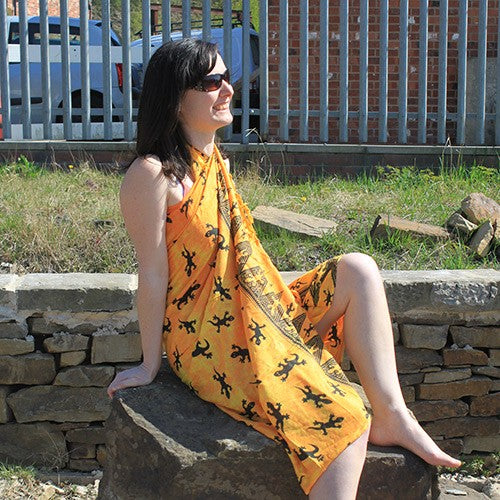 Bali Gecko Sarong / Scarf - Yellow product packaging on clean background from Quintessential Holistic Health Ltd