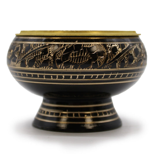 Tall Handmade Brass Charcoal Burner Jar - Engraved - main product image from Quintessential Holistic Health Ltd UK