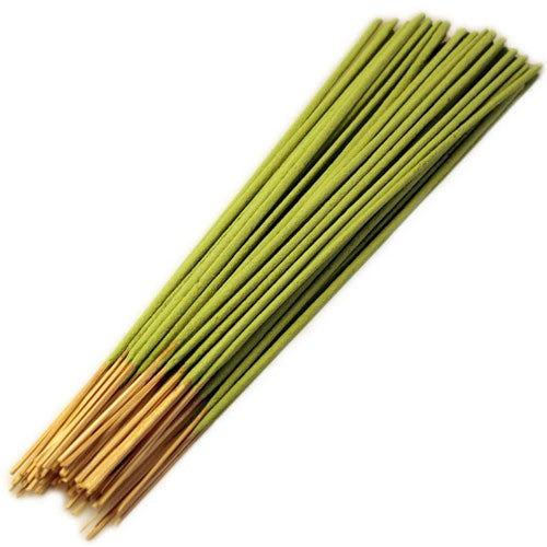 450 Piece Bulk Incense Sticks - Frankincense and Myrrh, a neat bundle of slim yellow-green sticks with pale wooden ends, by Quintessential Holistic Health Ltd