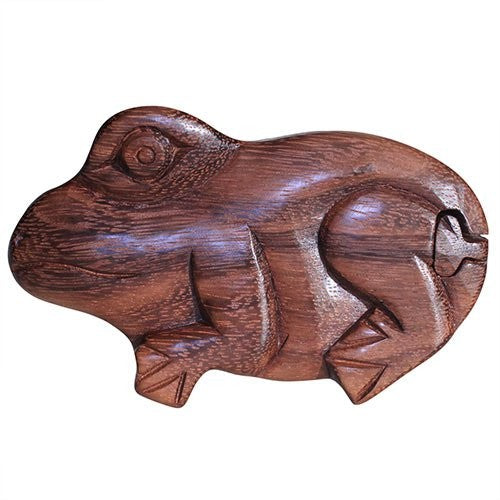 Handmade Balinese Sheesham Suman Wood Water Creatures Magic Puzzle Box