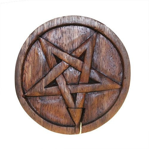 Handmade Wooden Magic Puzzle Storage Box - Pentagon product packaging on clean background from Quintessential Holistic Health Ltd