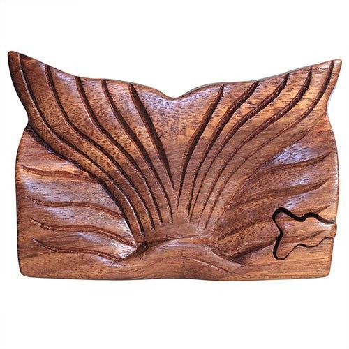 Handmade Balinese Sheesham Suman Wood Water Creatures Magic Puzzle Box