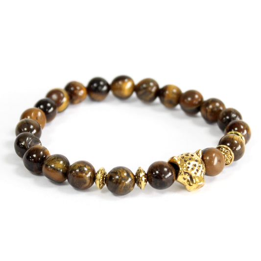 Unisex Handcrafted Boho Gemstone Bracelet - Tigers Eye Gemstones / Gold Tiger product packaging on clean background from Quintessential Holistic Health Ltd
