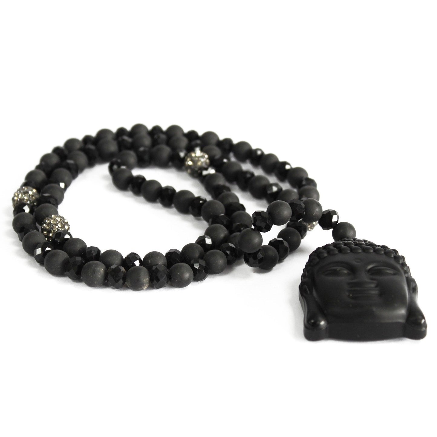 Unisex Handcrafted Boho Gemstone Bracelet - Black Agate Gemstones / Black Buddha Head product packaging on clean background from Quintessential Holistic Health Ltd