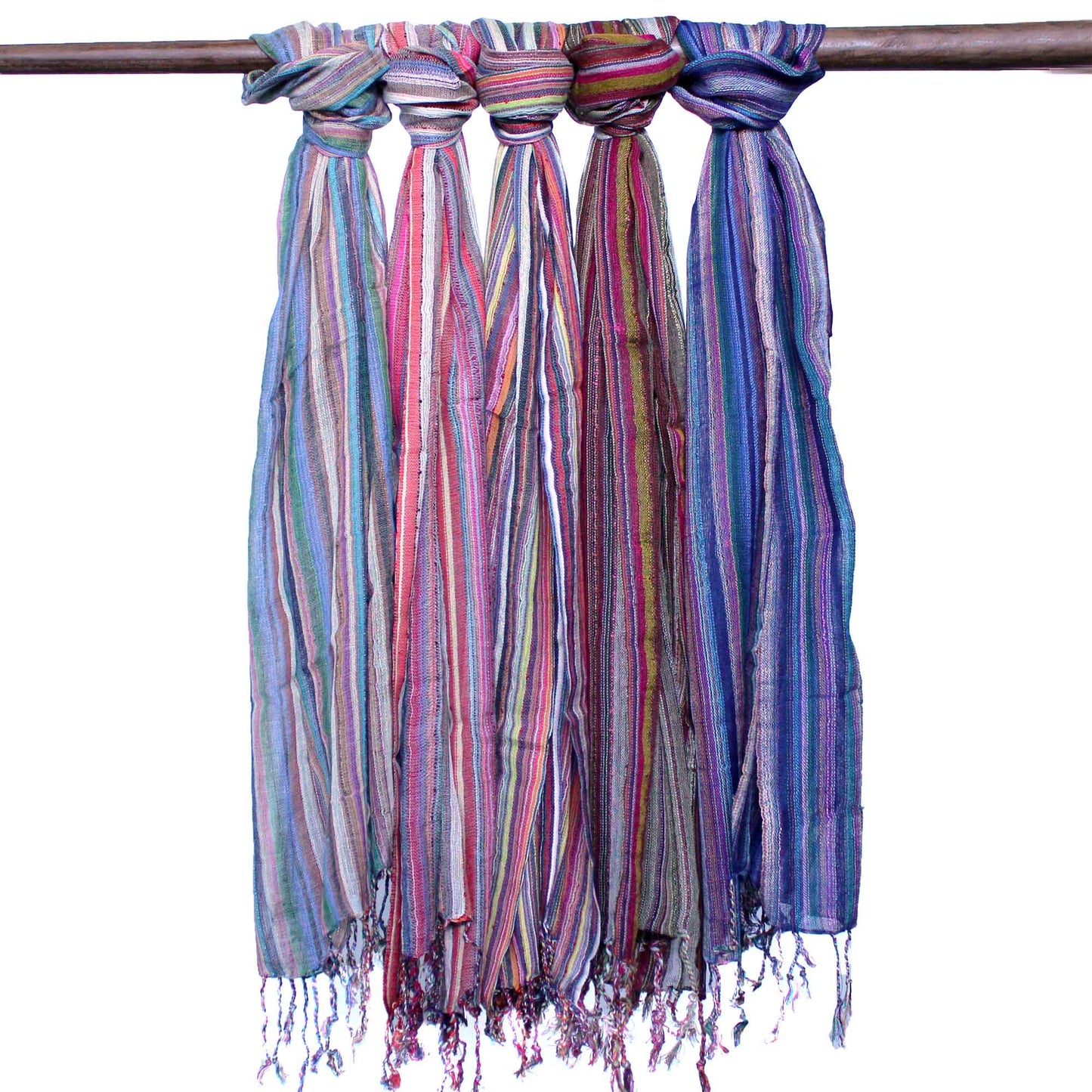 56cm Wide 100% Cotton Indian Boho Scarves - Random Purples product packaging on clean background from Quintessential Holistic Health Ltd