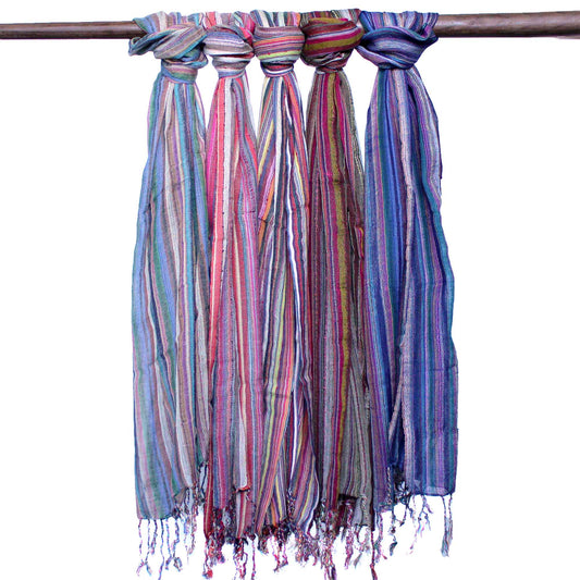 56cm Wide 100% Cotton Indian Boho Scarves - Random Purples product packaging on clean background from Quintessential Holistic Health Ltd