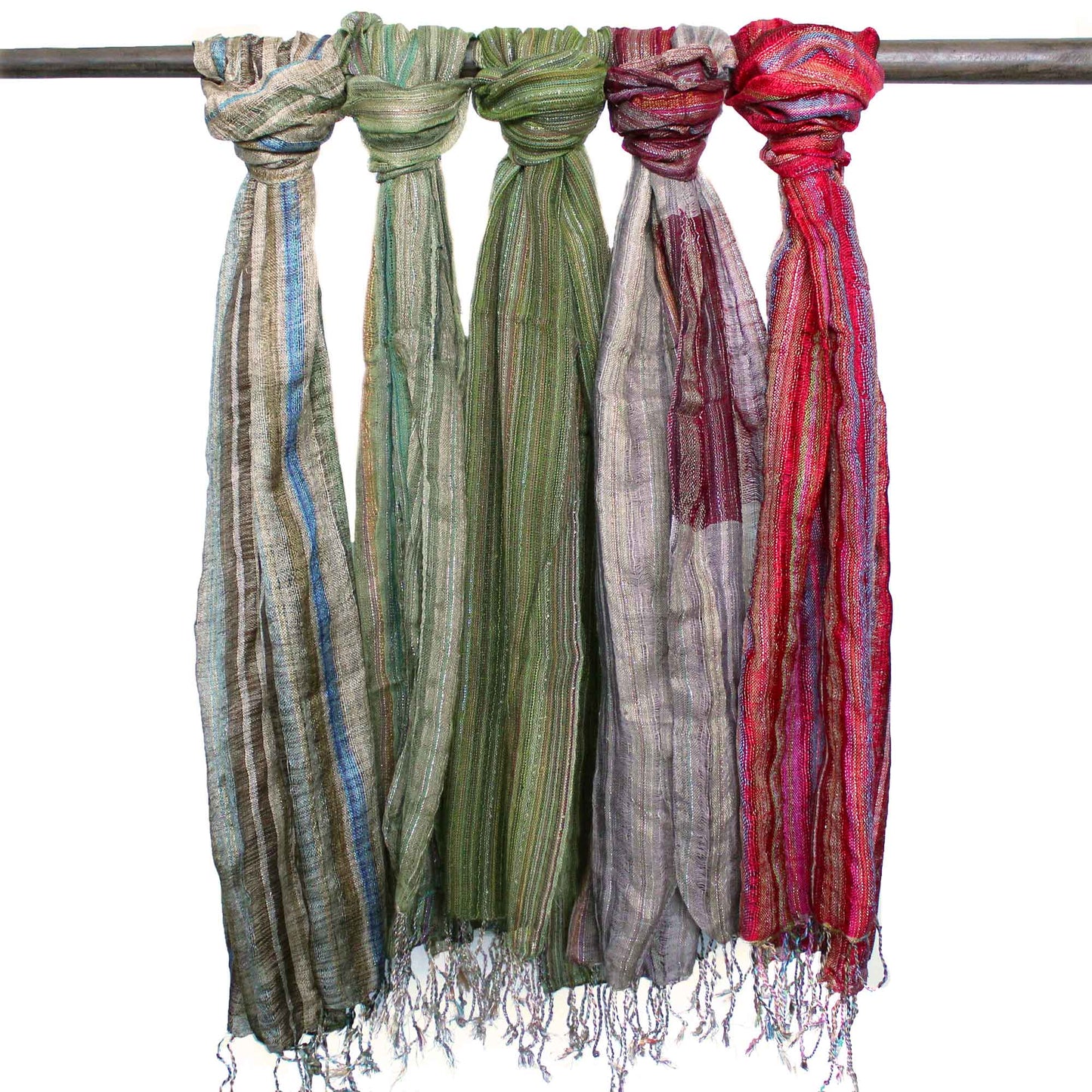 56cm Wide 100% Cotton Indian Boho Scarves - Random Greens product packaging on clean background from Quintessential Holistic Health Ltd