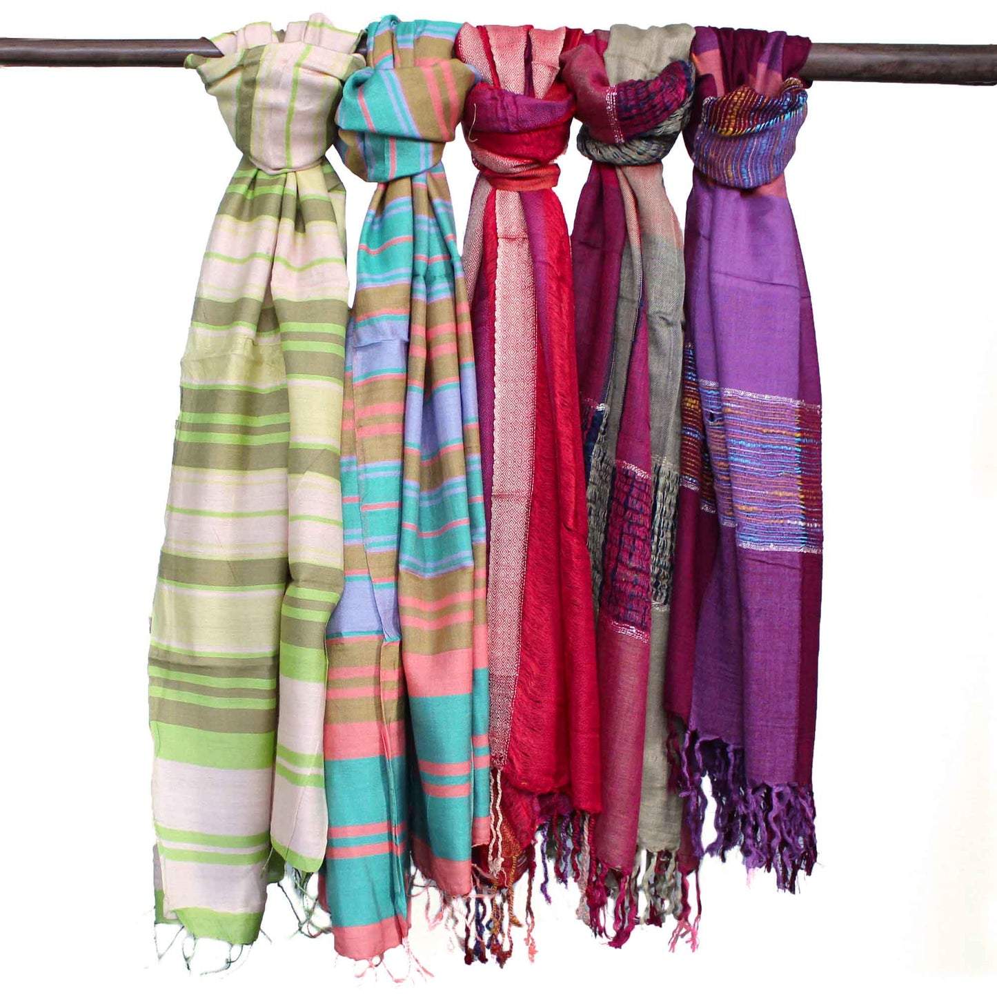 71cm Wide 100% Cotton Indian Boho Scarves - Random Purples product packaging on clean background from Quintessential Holistic Health Ltd