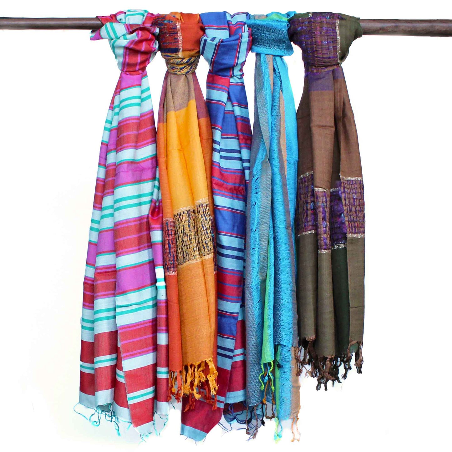 71cm Wide 100% Cotton Indian Boho Scarves - Random Blues product packaging on clean background from Quintessential Holistic Health Ltd