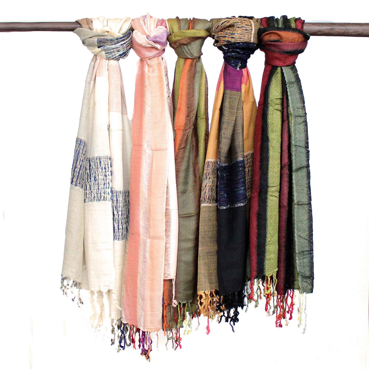 71cm Wide 100% Cotton Indian Boho Scarves - Random Greens product packaging on clean background from Quintessential Holistic Health Ltd