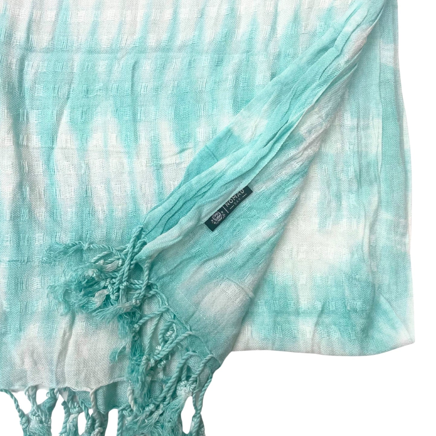 Boho Java Art Scarf / Shawl - Teal and White Stripes product packaging on clean background from Quintessential Holistic Health Ltd
