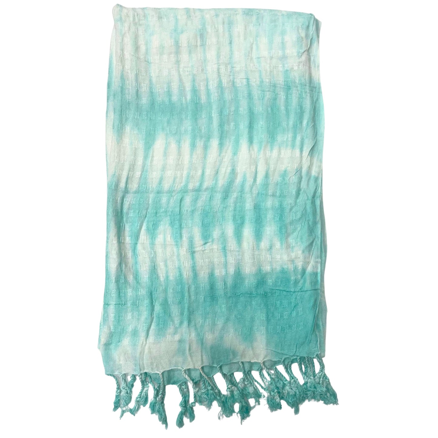 Boho Java Art Scarf / Shawl - Teal and White Stripes product packaging on clean background from Quintessential Holistic Health Ltd