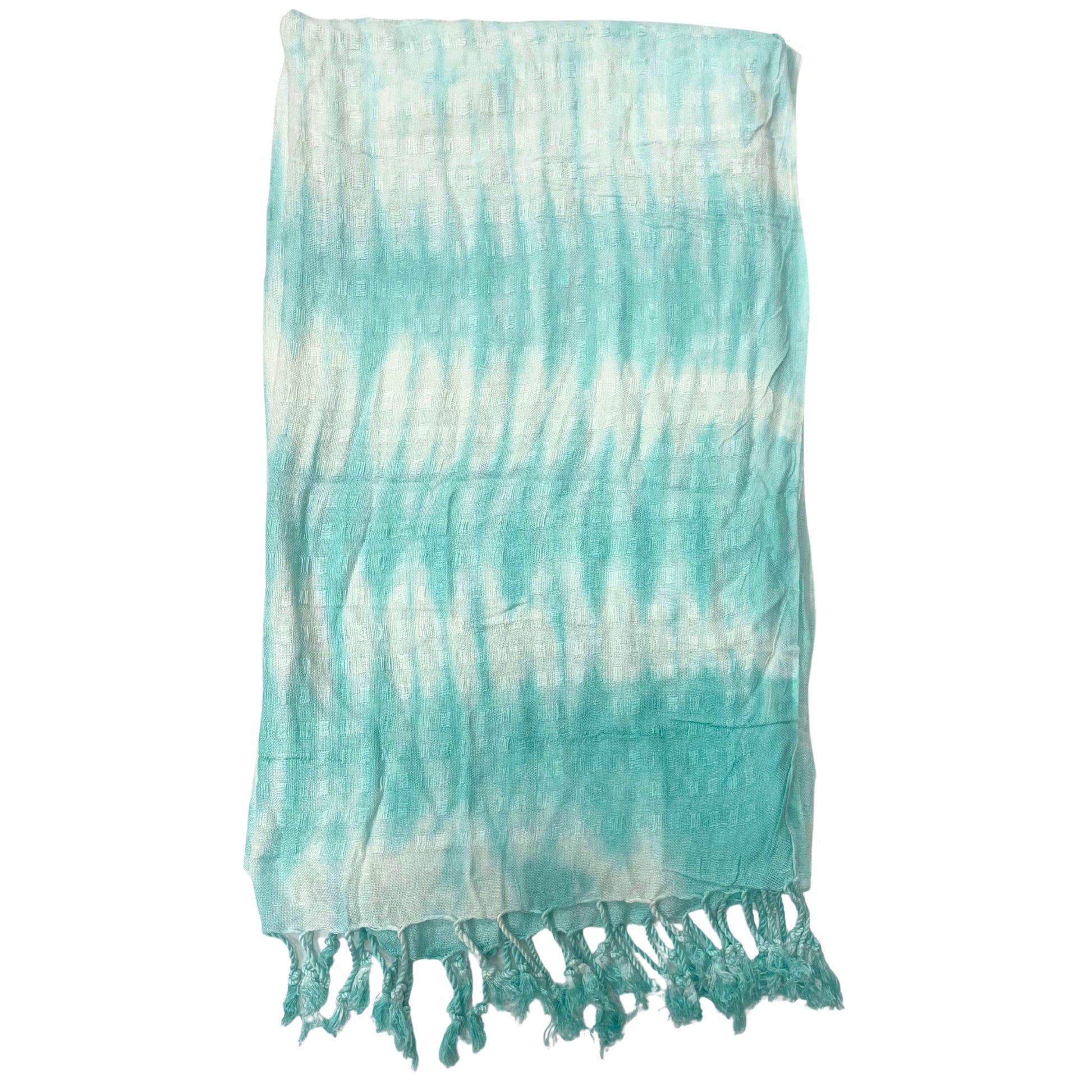 Boho Java Art Scarf / Shawl - Teal and White Stripes product packaging on clean background from Quintessential Holistic Health Ltd