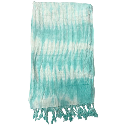 Boho Java Art Scarf / Shawl - Teal and White Stripes product packaging on clean background from Quintessential Holistic Health Ltd