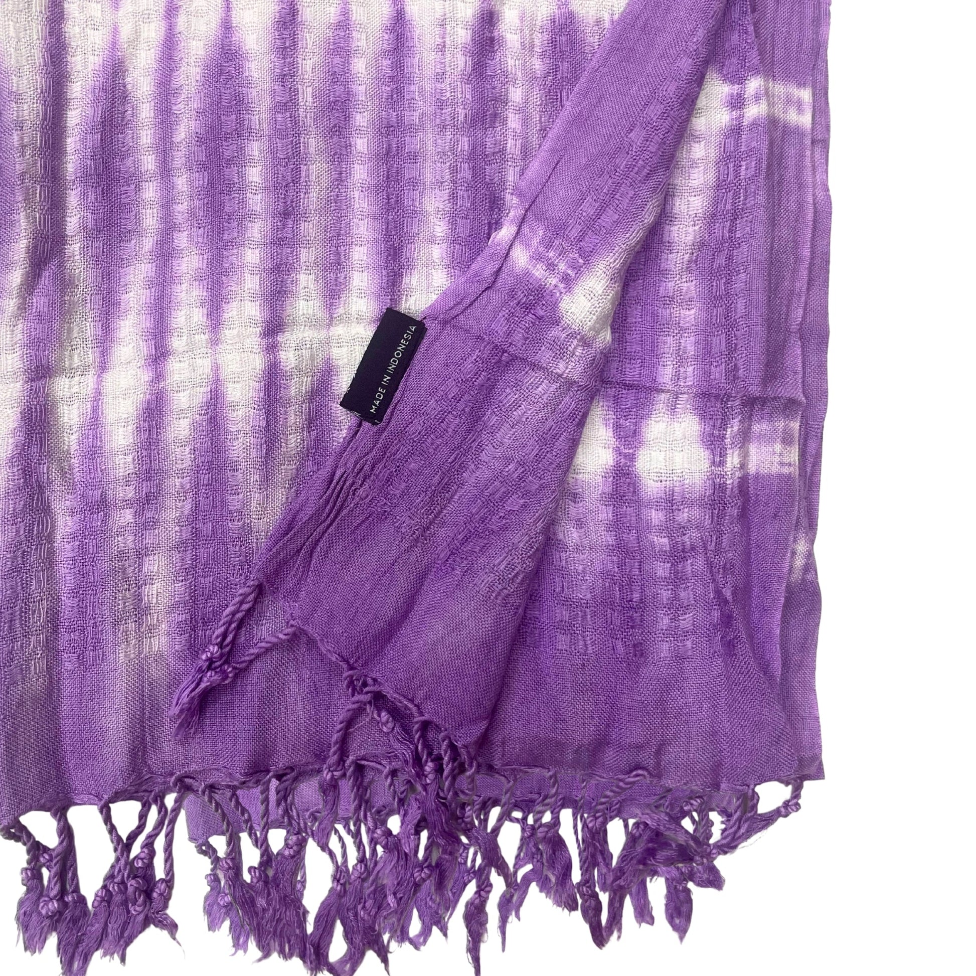 Boho Java Art Scarf / Shawl - Lavender and White Stripes product packaging on clean background from Quintessential Holistic Health Ltd
