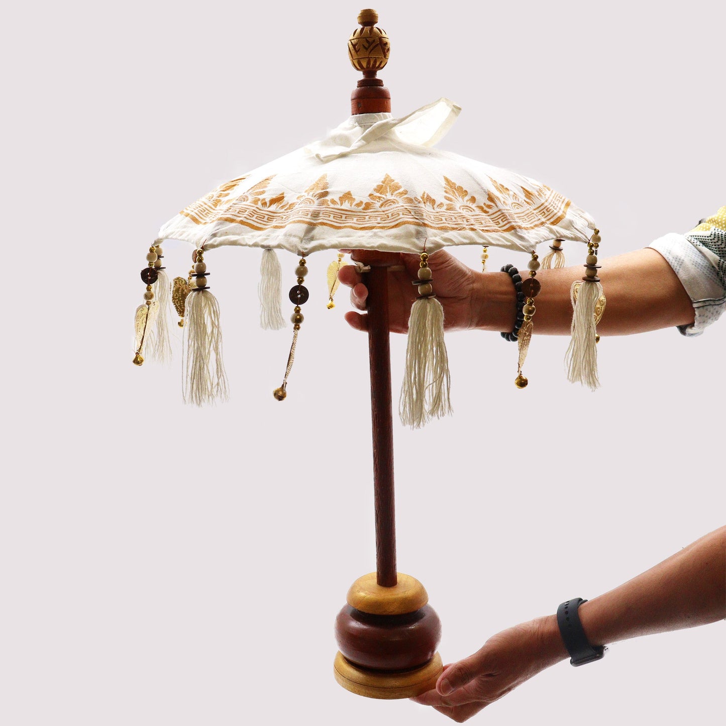 Handcrafted Indoor Parasol with Stand - Small / Plain/ Natural product packaging on clean background from Quintessential Holistic Health Ltd
