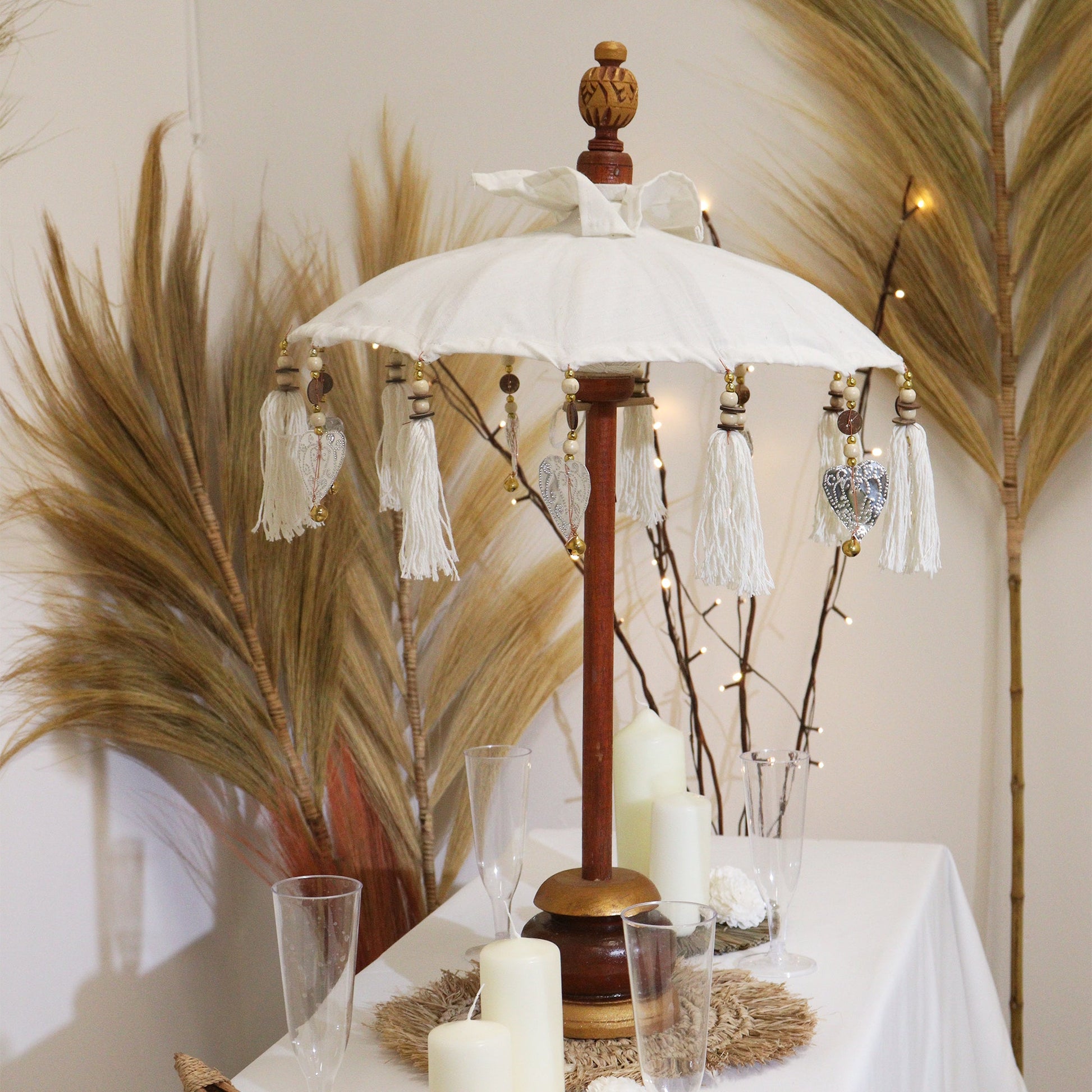 Handcrafted Indoor Parasol with Stand - Small / Plain/ Natural product packaging on clean background from Quintessential Holistic Health Ltd