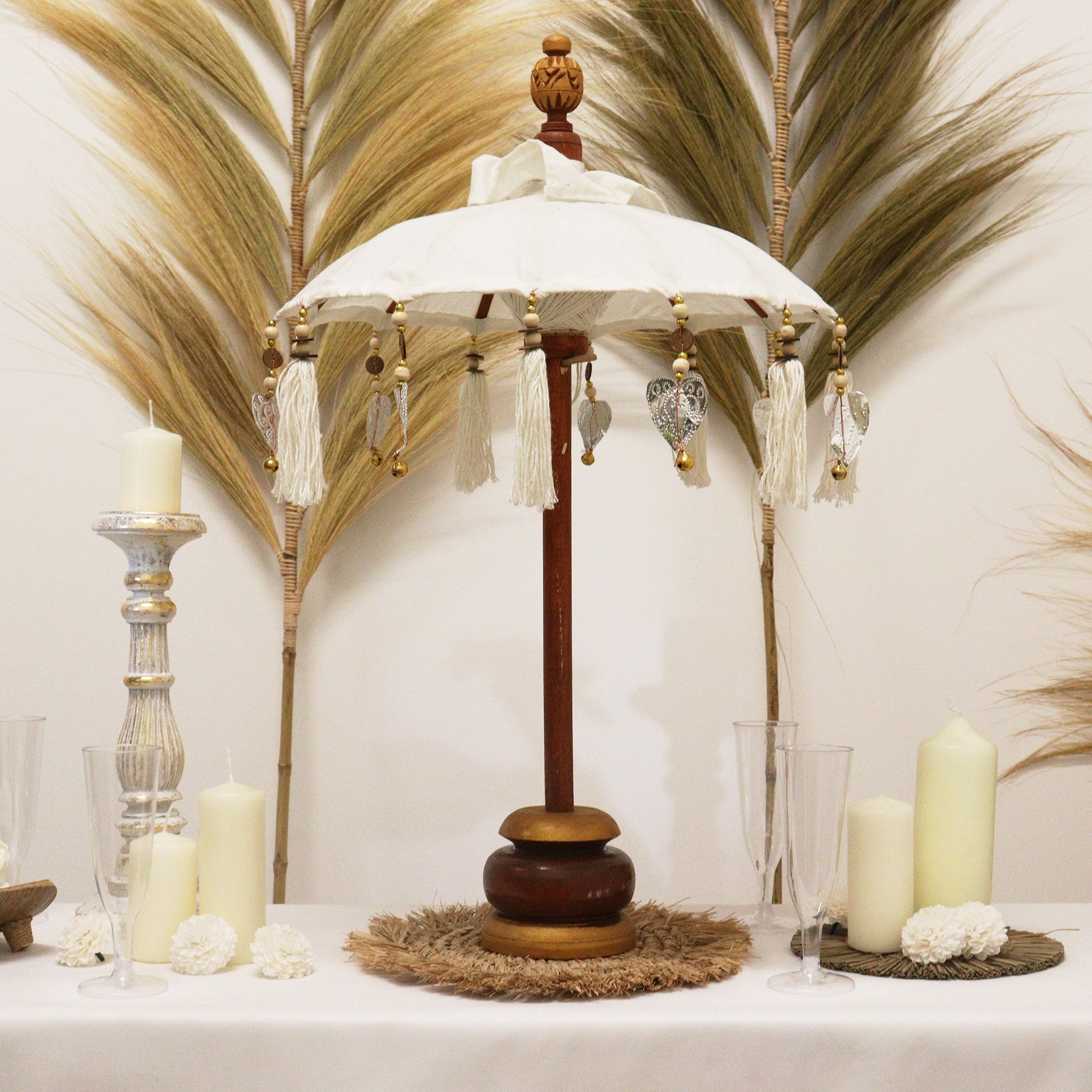Handcrafted Indoor Parasol with Stand - Small / Plain/ Natural product packaging on clean background from Quintessential Holistic Health Ltd