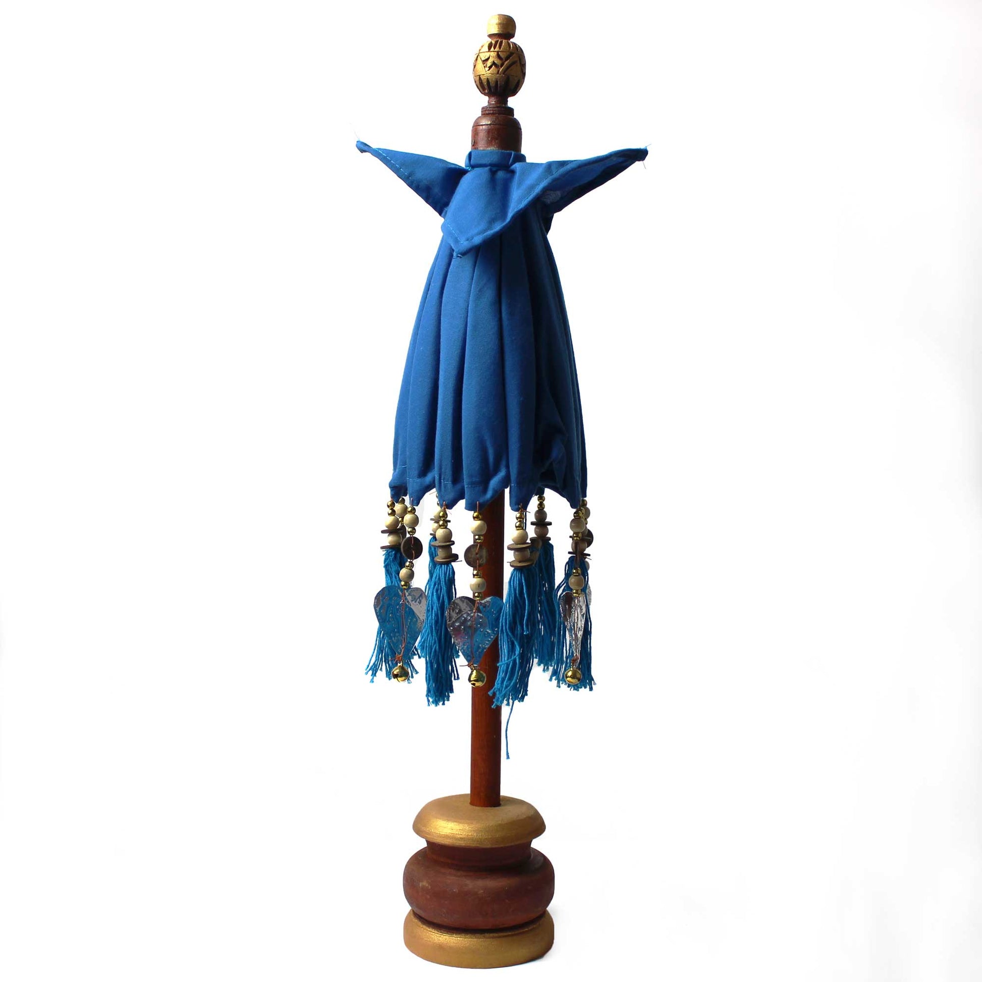 Handcrafted Indoor Parasol with Stand - Small / Plain / Turquoise product packaging on clean background from Quintessential Holistic Health Ltd