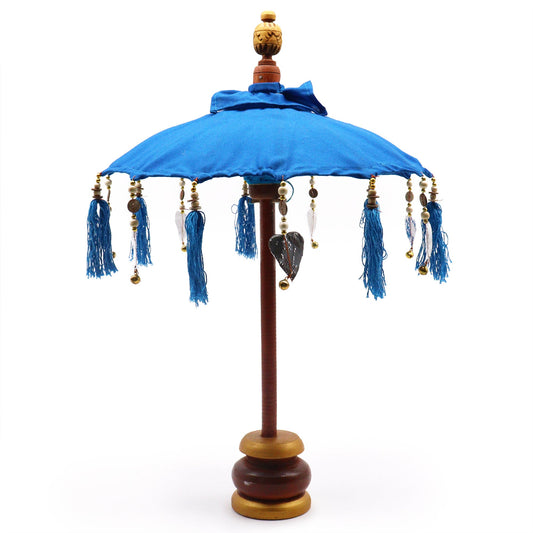 Handcrafted Indoor Parasol with Stand - Small / Plain / Turquoise product packaging on clean background from Quintessential Holistic Health Ltd