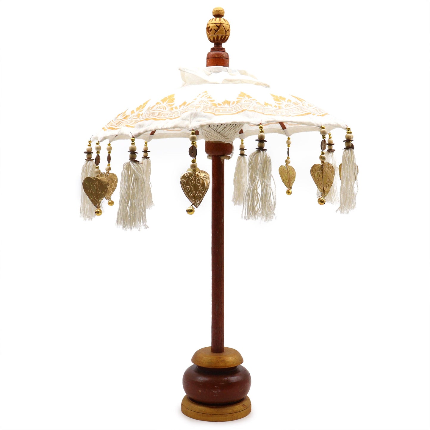 Handcrafted Indoor Decorative Parasol with Stand - Small / Natural and Gold product packaging on clean background from Quintessential Holistic Health Ltd