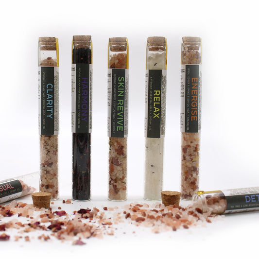 Gift Set of 7 Essential Oil Bath Salts in Vials - main product image from Quintessential Holistic Health Ltd UK