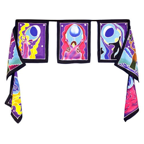 Handmade Batik Seven Flag Banner - Moon Goddess - main product image from Quintessential Holistic Health Ltd UK
