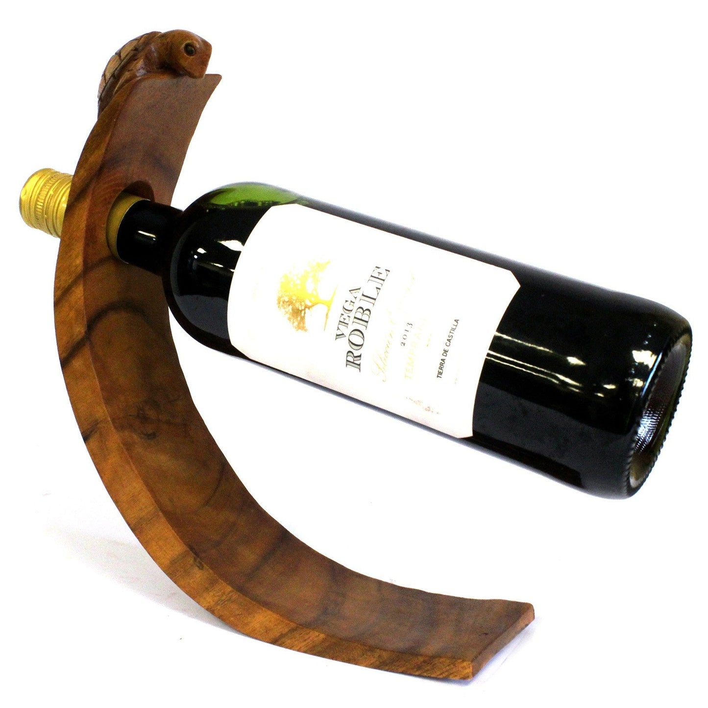 Turtle - Handmade High Quality Suar Wood Balancing Animal Wine Bottle Holder product packaging on clean background from Quintessential Holistic Health Ltd
