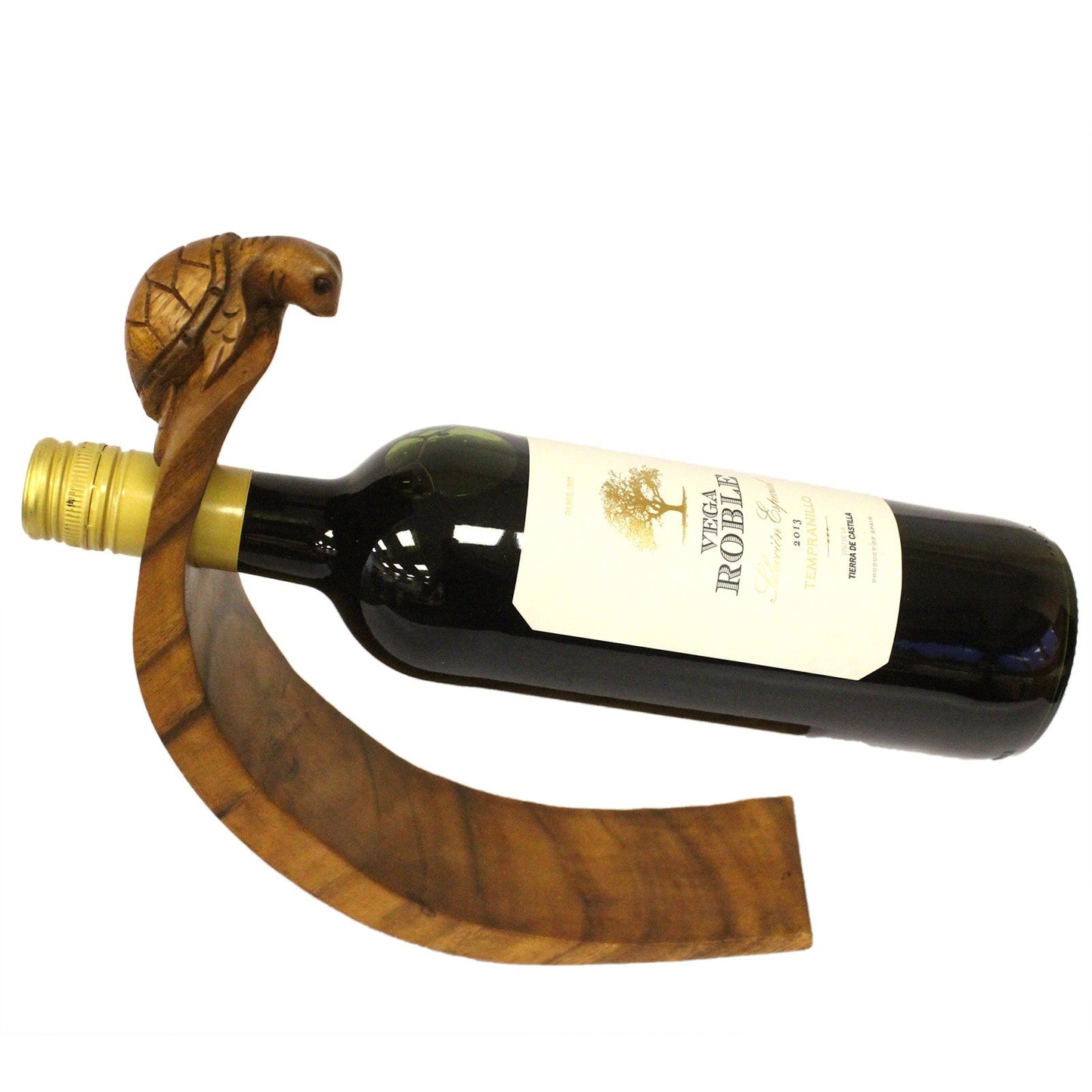 Turtle - Handmade High Quality Suar Wood Balancing Animal Wine Bottle Holder product packaging on clean background from Quintessential Holistic Health Ltd