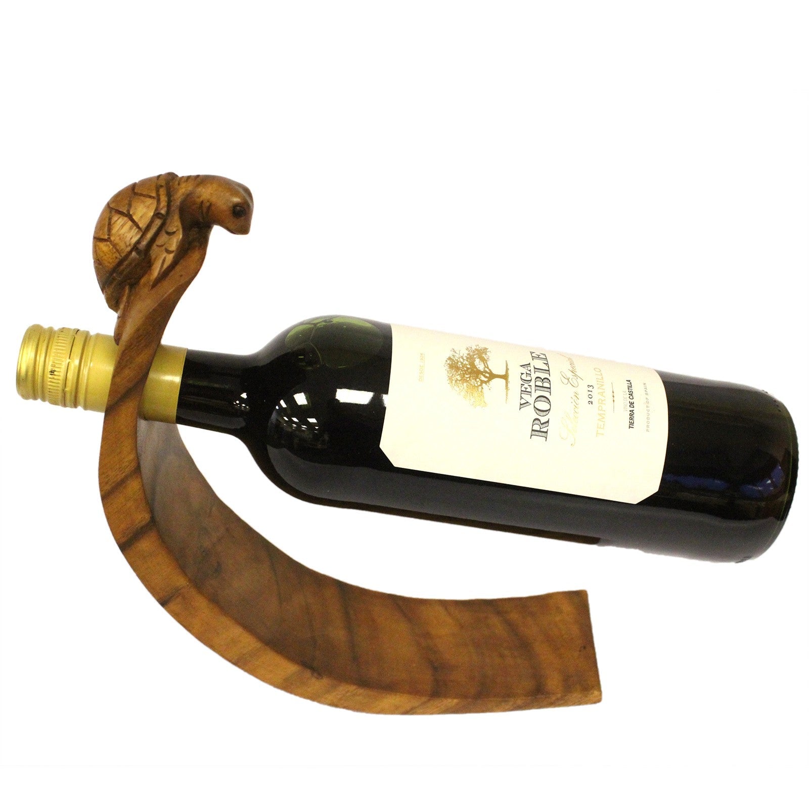 Turtle - Handmade High Quality Suar Wood Balancing Animal Wine Bottle Holder product packaging on clean background from Quintessential Holistic Health Ltd