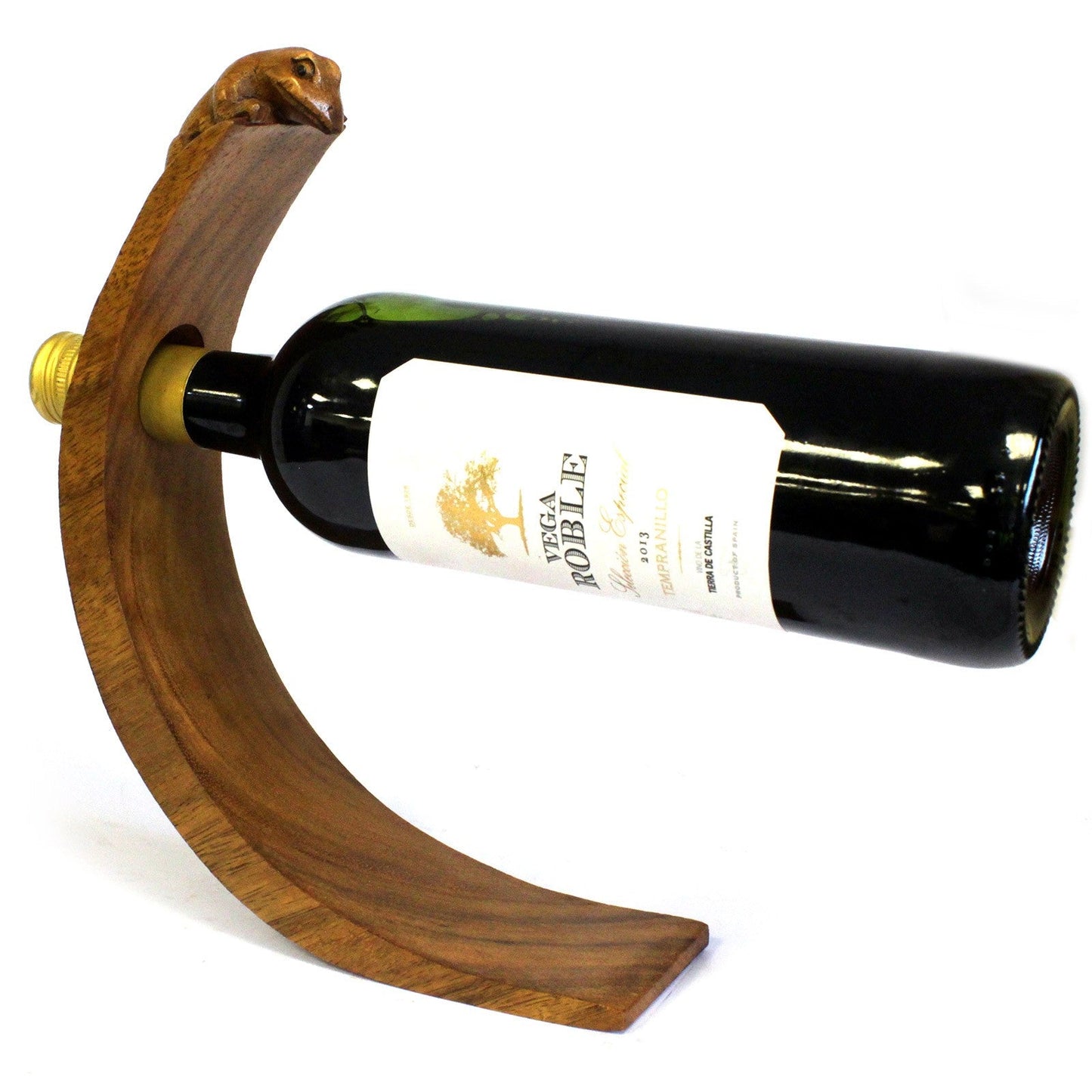 Gecko - Handmade High Quality Suar Wood Balancing Animal Wine Bottle Holder product packaging on clean background from Quintessential Holistic Health Ltd