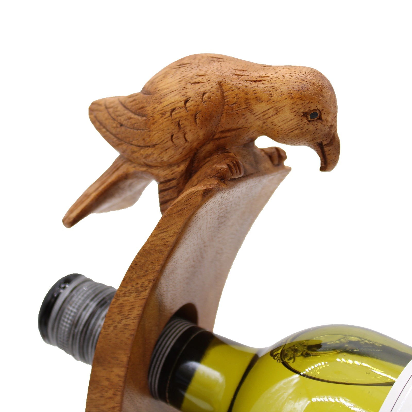 Bird - Handmade High Quality Suar Wood Balancing Animal Wine Bottle Holder product packaging on clean background from Quintessential Holistic Health Ltd